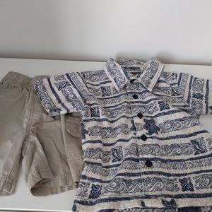 Infant Boys (12 Months) Cargo Shorts and Shirt Summer Outfit!